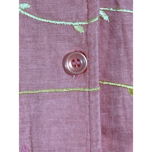 Vintage Dress Set 22W Coral Linen Blend Embroidered Tank Button Up Jacket - Picture 4 of 13